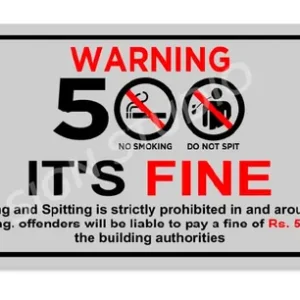 Alternative view of White No Smoking Fine Applicable Warning Foam Sign Board Waterproof & Durable With Adhesive Back For Office, Public Areas & Buildings (Pack Of 2)