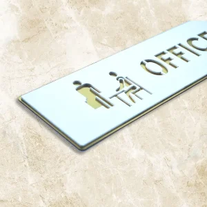 Office Premium White Gold Finish Acrylic Office Door Sign Easy Mount Self-Adhesive Tape Signage For Hotel, Office, Resort, Society, Corporate, Business & Hospital - Image 6