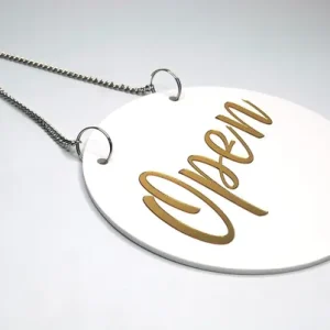 Open & Close Premium White Gold Finish Acrylic Open & Close Hanging Door Sign Elegant Double-Sided Signage For Resort, Society, Hotel, Office, Corporate, Business & Hospital - Image 7