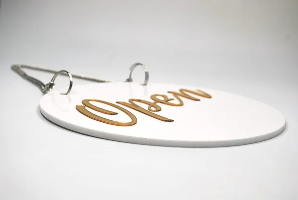 Open & Close Premium White Gold Finish Acrylic Open & Close Hanging Door Sign Elegant Double-Sided Signage For Resort, Society, Hotel, Office, Corporate, Business & Hospital - Image 5