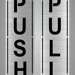 Set 1 (2 Pcs) Premium Acrylic Push Pull Stickers For Glass And Wood | Self Adhesive Sticker For Door Hospital Malls Office (Looks Like Stainless Steel) Set Of 1 (2 Pcs)