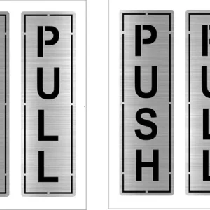 Alternative view of Set of 4 Pcs - Premium Acrylic Push Pull Stickers For Glass And Wood | Self Adhesive Sticker For Door Hospital Malls Office (Looks Like Stainless Steel)