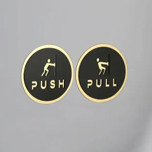 Alternative view of Push Pull Push & Pull Sign Golden Black Acrylic Round Door Signage, Self-Adhesive 6 Inch Sticker For Glass Door In Office, Store, Cafe, Hotel, Restaurant, Business & Shop