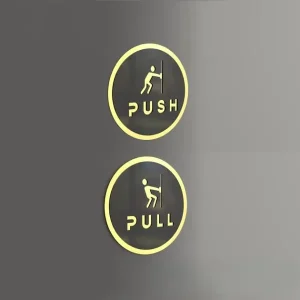 Push Pull Push & Pull Sign Golden Black Acrylic Round Door Signage, Self-Adhesive 6 Inch Sticker For Glass Door In Office, Store, Cafe, Hotel, Restaurant, Business & Shop - Image 5