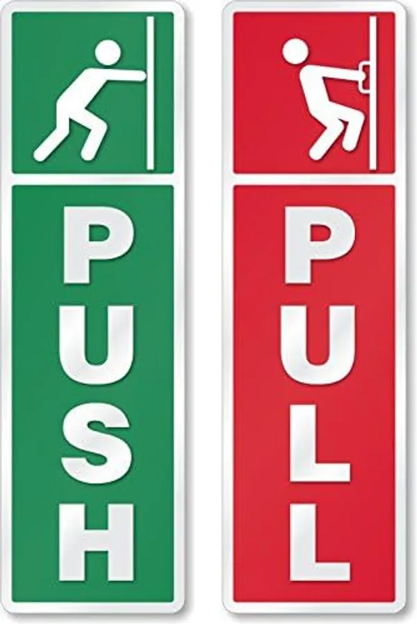 Multicolor Self Adhesive Push And Pull Sign Stickers For Glass, Wood, Or Metal Doors | Easy To Apply, Design For Home, Office, Business (Set Of 4) - Image 6