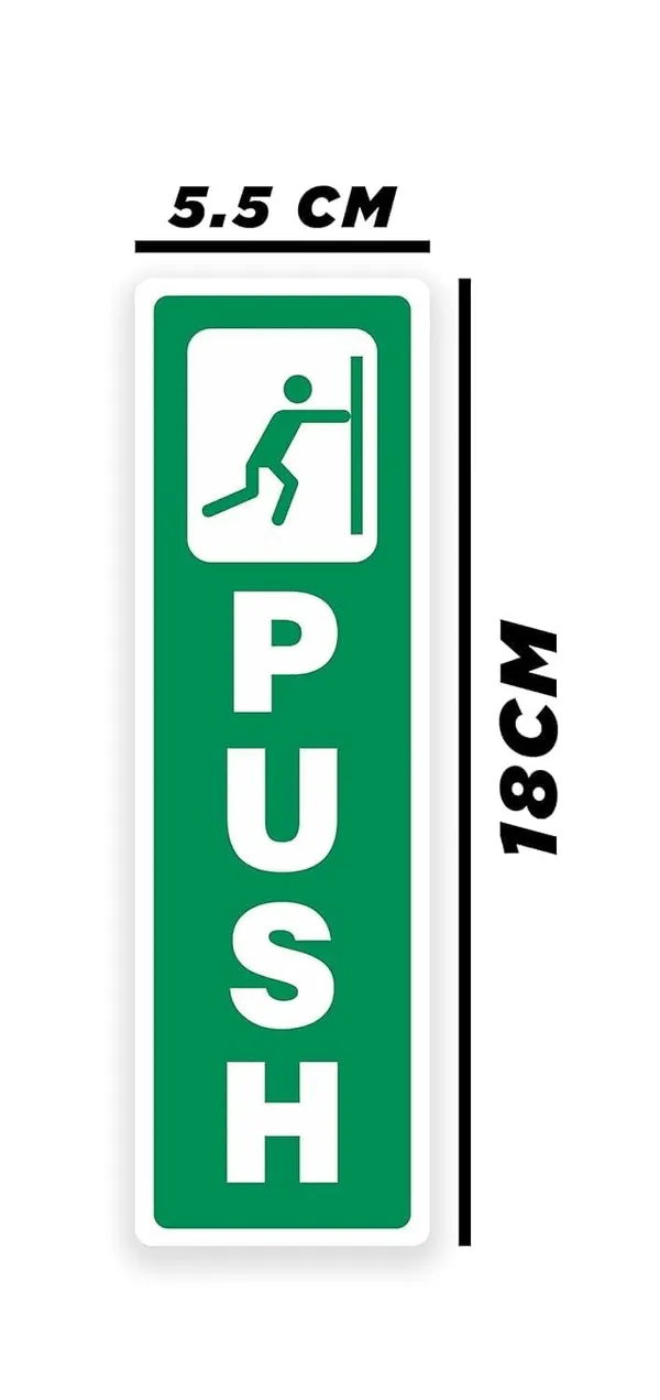 Multicolor Self Adhesive Push And Pull Sign Stickers For Glass, Wood, Or Metal Doors | Easy To Apply, Design For Home, Office, Business (Set Of 4) - Image 3