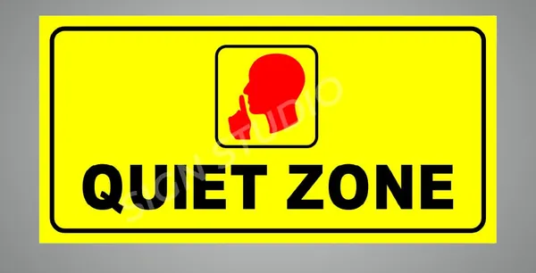 Yellow Heavy Duty Foam Sheet Sign Board Quiet Zone Printed Design Ideal For Office, Factory, Hospital, And Public Places (Pack Of 2)