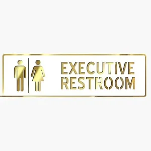 Alternative view of Restroom Executive Restroom Sign White Gold Finish Acrylic Self-Adhesive Board (3 X 10 Inch) For Mall, Corporate, Business, Shop, Cafe, Store, Hospital, Office, Hotel & School