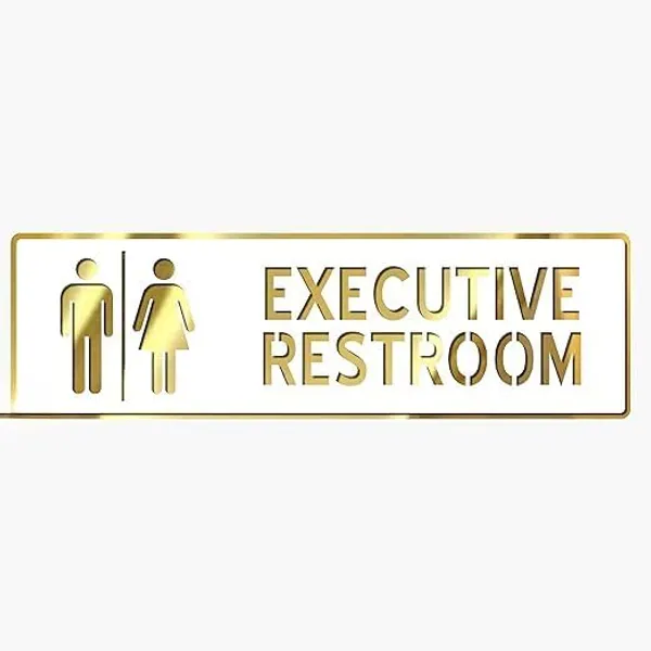 Restroom Executive Restroom Sign White Gold Finish Acrylic Self-Adhesive Board (3 X 10 Inch) For Mall, Corporate, Business, Shop, Cafe, Store, Hospital, Office, Hotel & School - Image 2