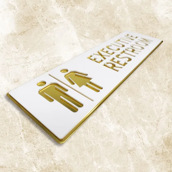 Restroom Executive Restroom Sign White Gold Finish Acrylic Self-Adhesive Board (3 X 10 Inch) For Mall, Corporate, Business, Shop, Cafe, Store, Hospital, Office, Hotel & School - Image 3