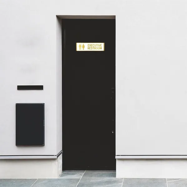 Restroom Executive Restroom Sign White Gold Finish Acrylic Self-Adhesive Board (3 X 10 Inch) For Mall, Corporate, Business, Shop, Cafe, Store, Hospital, Office, Hotel & School - Image 5