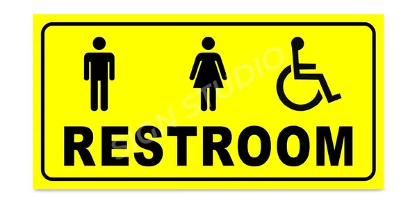 Yellow Heavy Duty Foam Sheet Sign Board Restroom Unisex Printed Design Ideal For Office, Factory, Hospital, And Public Places (Pack Of 1) - Image 2