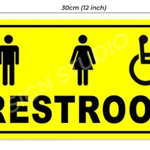 Yellow Heavy Duty Foam Sheet Sign Board Restroom Unisex Printed Design Ideal For Office, Factory, Hospital, And Public Places (Pack Of 1) - Image 3