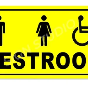 Alternative view of Yellow Heavy Duty Foam Sheet Sign Board Restroom Unisex Printed Design Ideal For Office, Factory, Hospital, And Public Places (Pack Of 2)