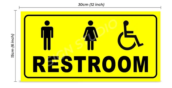 Yellow Heavy Duty Foam Sheet Sign Board Restroom Unisex Printed Design Ideal For Office, Factory, Hospital, And Public Places (Pack Of 2) - Image 3