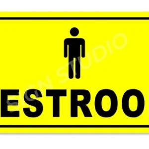 Yellow Heavy Duty Foam Sheet Sign Board Restroom Men Printed Design Ideal For Office, Factory, Hospital, And Public Places (Pack Of 1)
