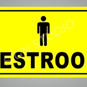 Yellow Heavy Duty Foam Sheet Sign Board Restroom Men Printed Design Ideal For Office, Factory, Hospital, And Public Places (Pack Of 1)