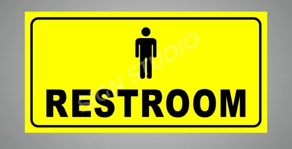 Yellow Heavy Duty Foam Sheet Sign Board Restroom Men Printed Design Ideal For Office, Factory, Hospital, And Public Places (Pack Of 2)