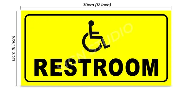 Yellow Accessible Restroom Foam Sign With Wheelchair Icon Waterproof & Durable Toilet Sign Board For Disabled-Friendly Toilets (Pack Of 2) - Image 3