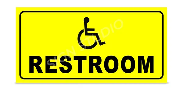 Yellow Accessible Restroom Foam Sign With Wheelchair Icon Waterproof & Durable Toilet Sign Board For Disabled-Friendly Toilets (Pack Of 2) - Image 2