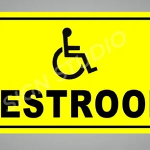 Yellow Accessible Restroom Foam Sign With Wheelchair Icon Waterproof & Durable Toilet Sign Board For Disabled-Friendly Toilets (Pack Of 2)
