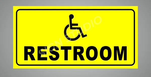 Yellow Accessible Restroom Foam Sign With Wheelchair Icon Waterproof & Durable Toilet Sign Board For Disabled-Friendly Toilets (Pack Of 2)
