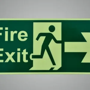 Yellow & Green Fire Exit Right Signage Board For Business Shop Stores Cafes Hospital School Office Hotel Restaurant Company Malls - Foam Material