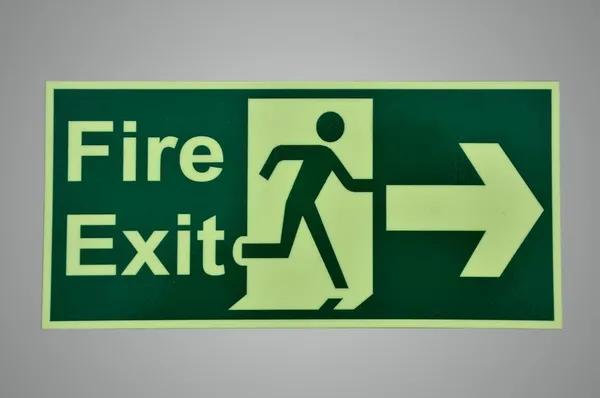 Yellow & Green Fire Exit Right Signage Board For Business Shop Stores Cafes Hospital School Office Hotel Restaurant Company Malls - Foam Material