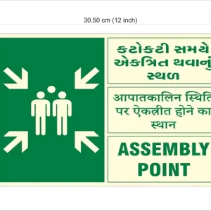 Green Glow In The Dark 'Emergency Assembly Point' Sign Board 12X8 Inch, Uv Digital Printed, Waterproof Foam For Office, Hotel, Hospital, Restaurant, Home - Image 3