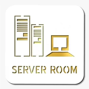 Alternative view of White & Gold Premium Finish Acrylic Server Room Door Sign Easy Mount Self-Adhesive Tape Signage For Hotel, Office, Resort, Society, Corporate, Business & Hospital