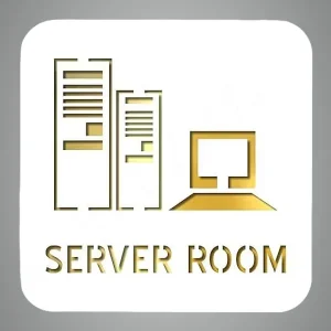 White & Gold Premium Finish Acrylic Server Room Door Sign Easy Mount Self-Adhesive Tape Signage For Hotel, Office, Resort, Society, Corporate, Business & Hospital