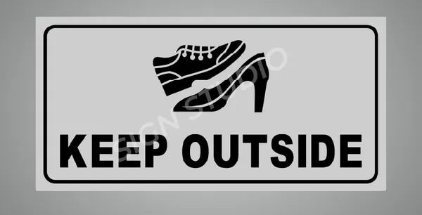 White Please Keep Shoes Outside Sign For Home, Office & Shop Durable & Waterproof Foam Door Sign (With Adhesive Tape) (Pack Of 1)