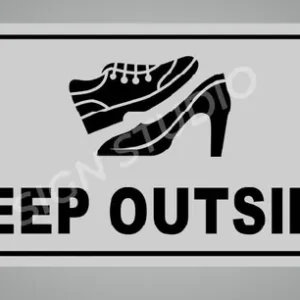 White Please Keep Shoes Outside Sign For Home, Office & Shop Durable & Waterproof Foam Door Sign (With Adhesive Tape) (Pack Of 2)