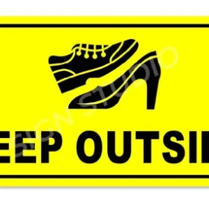 Alternative view of Yellow Please Keep Shoes Outside Sign For Home, Office & Shop Durable & Waterproof Foam Door Sign (With Adhesive Tape) (Pack Of 2)
