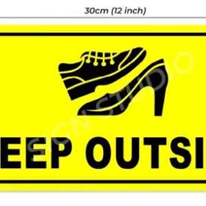 Yellow Please Keep Shoes Outside Sign For Home, Office & Shop Durable & Waterproof Foam Door Sign (With Adhesive Tape) (Pack Of 2) - Image 3