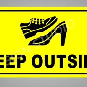 Yellow Please Keep Shoes Outside Sign For Home, Office & Shop Durable & Waterproof Foam Door Sign (With Adhesive Tape) (Pack Of 2)