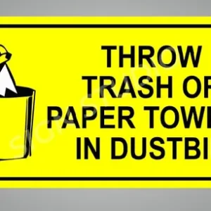 Yellow Heavy Duty Foam Sheet Sign Board Throw Trash Printed Design Ideal For Office, Factory, Hospital, And Public Places (Pack Of 1)