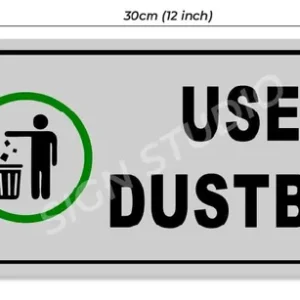 White Use Dustbin Foam Sign Board For Cleanliness Awareness Waterproof & Durable With Adhesive Back For Wall Or Gate (Pack Of 1) - Image 3
