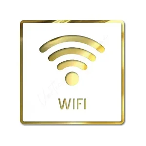 Alternative view of Wifi Premium White Gold Finish Acrylic Wifi Door Sign Easy Mount Self-Adhesive Tape Signage For Hotel, Office, Resort, Society, Corporate, Business & Hospital