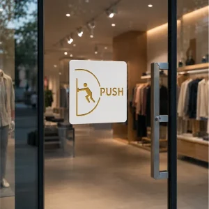 Alternative view of Push & Pull Premium Push & Pull Door Signage Self-Adhesive White & Golden Acrylic Sign For Business, Stores, Cafes, Shops, Hospital, School, Office, Hotel & Restaurant