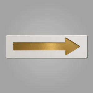 Direction Direction Sign White Gold Acrylic Self-Adhesive Board (10 X 3 Inch) Elegant Wayfinding Signage For Office, Mall, Hotel, Hospital, School, Cafe, Store, Business & Corporate Use