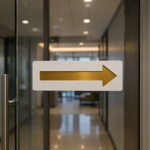 Direction Direction Sign White Gold Acrylic Self-Adhesive Board (10 X 3 Inch) Elegant Wayfinding Signage For Office, Mall, Hotel, Hospital, School, Cafe, Store, Business & Corporate Use - Image 6