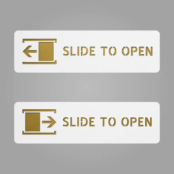 Slide To Open Premium White Gold Finish Acrylic Slide To Open Door Sign Easy Mount 3M Self-Adhesive Tape Signage For Hotel, Office, Resort, Society, Corporate, Business & Hospital