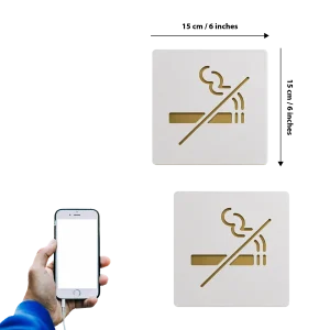Alternative view of No Smoking Room Sign 6 X 6 Inch Self-Adhesive Acrylic Board Clear Smoke-Free Area Signage For Business, Office, Corporate, Hotel, Factory, Club, Commercial Spaces & Malls